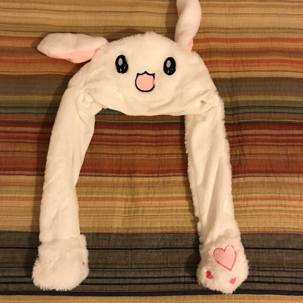 Easter Bunny Hat with squeezable paws (ears go up)